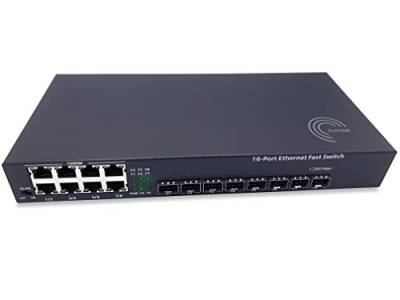Elfcam® - Gigabit Ethernet LAN Switch，8 x Gigabit Ethernet Port 10/100/1000Mbps und 8 x Gigabit SFP Ports, Plug-and-Play Gigabit Switch LAN Splitter von Elfcam