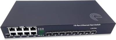 Elfcam® - Gigabit Ethernet LAN Switch mit 8 x Gigabit SFP 1,25G Ports und 8 x Gigabit Ethernet Port 10/100/1000Mbps, Plug-and-Play Gigabit Switch LAN Splitter (8 SFP-Ports) von Elfcam