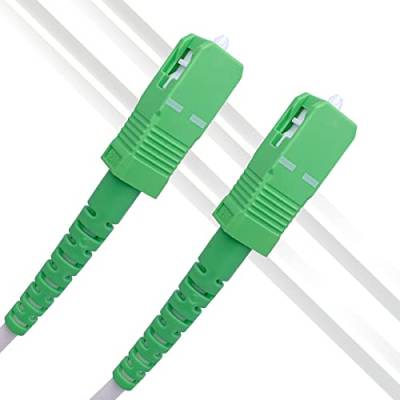 Elfcam - 3m LWL Glasfaser-Kabel SC/APC auf SC/APC Stecker, Simplex Singlemode 9/125μm OS2 Patchkabel,Weiß,（3m） von Elfcam