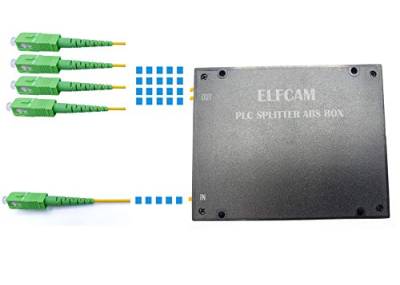 Elfcam Optischer Splitter Glasfaser-PLC-Splitter (Fasersplitter) SC/APC Simplex Singlemode 2mm (1X4) von Elfcam