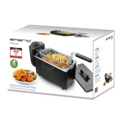 EMERIO DF-120482.2 Kaltzonen Fritteuse 2000W Schwarz, Edelstahl von Emerio