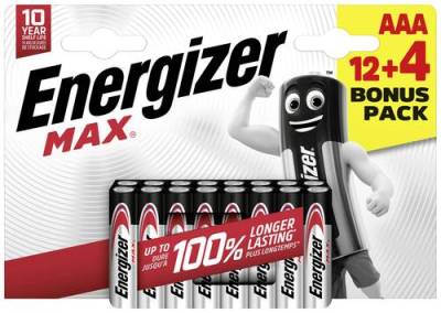 Energizer Max Micro (AAA)-Batterie Alkali-Mangan 1.5V 16St. von Energizer