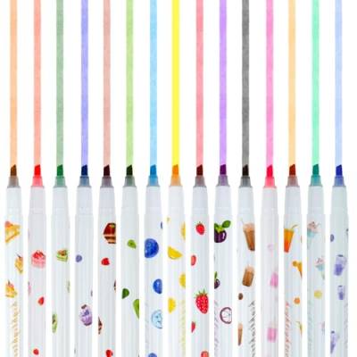 EooUooIP Textmarker, 15 Farben Textmarker Pastell Set, No Bleed Meißelspitzen Marker Pens für Journaling Note, Studenten, Kinder, Erwachsene, Schulbüro Stationäre, Aesthetic School Stuff von EooUooIP