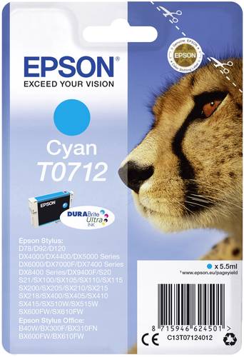 Epson Druckerpatrone T0712 Original Cyan C13T07124012 von Epson
