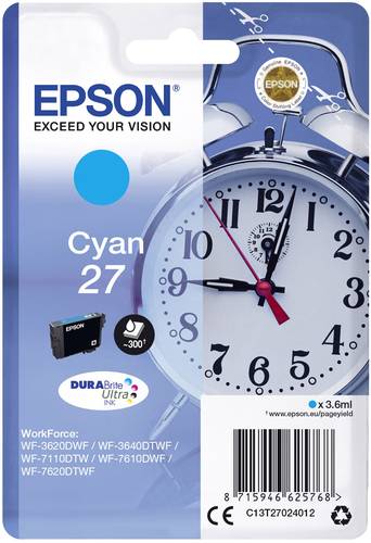 Epson Druckerpatrone T2702, 27 Original Cyan C13T27024012 von Epson