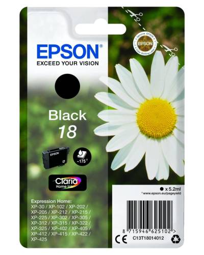 Epson Original 18 Gänseblümchen Druckerpatrone - schwarz (C13T18014012) von Epson