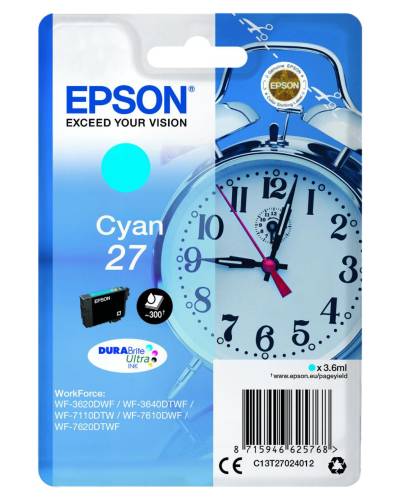 Epson Original 27 Wecker Druckerpatrone - cyan (C13T27024012) von Epson