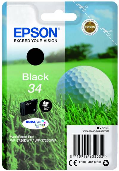 Epson Original 34 Golfball Druckerpatrone schwarz 350 Seiten 6,1ml (C13T34614... von Epson