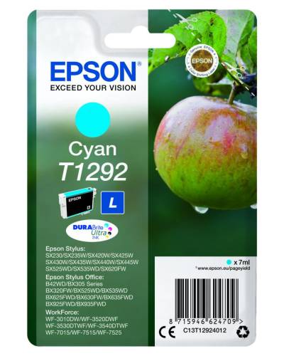 Epson Original T1292 Apfel Druckerpatrone cyan 474 Seiten 7ml (C13T12924012) von Epson