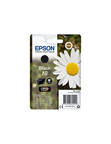 Epson Original T1801 Tintenpatrone Gänseblümchen, Claria Home Tinte, Text- und Fotodruck (Singlepack) schwarz von Epson