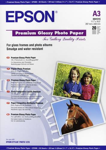 Epson Premium Glossy Paper A3 C13S041315 Fotopapier DIN A3 20 Blatt Glänzend von Epson