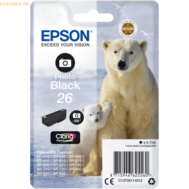 Epson Tintenpatrone Epson T2611 Photo schwarz von Epson
