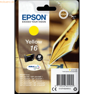 Epson Tintenpatrone Original Epson T1624 yellow von Epson