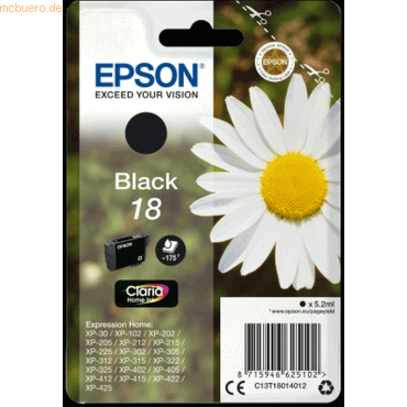Epson Tintenpatrone Original Epson T1801 schwarz von Epson