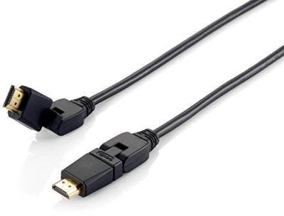 Equip HighSpeed HDMI Kabel mit Ethernet 3m drehbare Stecker schwarz, oneColor, oneSize von Equip