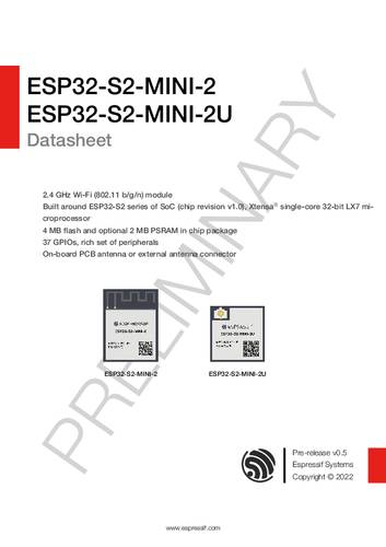 Espressif ESP32-S2-MINI-2-N4 WiFi-Modul von Espressif