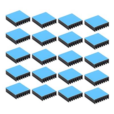 Eujgoov 20pcs Aluminium Kühlkörper 20mm Kühlkörper Modul Kühler Kühlkörper Set für PC Chips Elektrische Geräte(with Adhesive) von Eujgoov