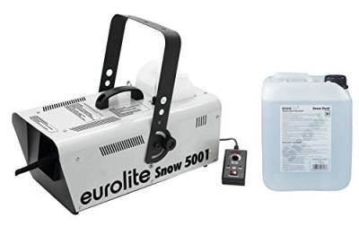 EUROLITE Set Snow 5001 Schneemaschine + Schneefluid 5l | Schneemaschine mittlerer Größe mit Kabelfernbedienung inklusive Schneefluid für Kunstschnee von Eurolite