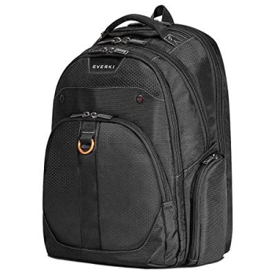 Everki Atlas Laptop Rucksack, 11 bis 15,6 Zoll Anpassbares Laptopfach, Trolley-Lasche, Schwarz, 29.5 L von Everki