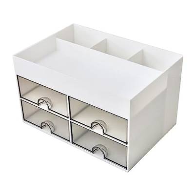 Evliery 1 Stück Multifunktionaler Schreibtisch-Organizer, Weiße Schreibtisch-Organizer mit Schubladen von Evliery