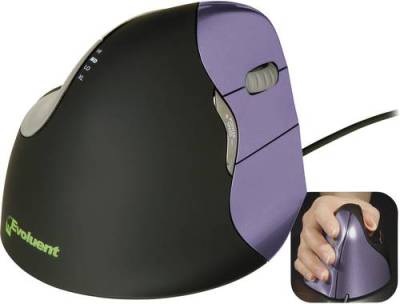 Evoluent Vertical Mouse 4 VM4S Ergonomische Maus USB Optisch Schwarz, Lila 6 Tasten 2800 dpi Ergonom von Evoluent