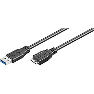 Ewent Kabel USB 3.0 Typ A/Stecker auf A/Micro, doppelt geschirmt AWG 28 in Kupfer, Übertragungsrate bis zu 5 GMbit, Schwarz 1.80 m schwarz von Ewent