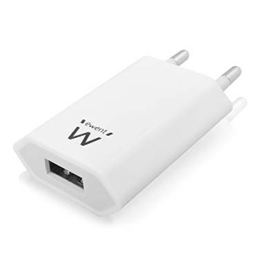 Ewent USB-Ladegerät, 1 Port, 1 A, 5 W, Weiß, kompatibel mit iPhone X/8 Samsung S9/S10, Huawei und Xiaomi 9T/8Pro von Ewent