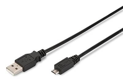 ewent Kabel USB 2.0 Typ A Stecker auf Micro B Ladekabel Datenkabel für Samsung Handy, GPS, Kameras, mp3, doppelt geschirmt 28 Kupfer Blei 1,8 m, schwarz von Ewent