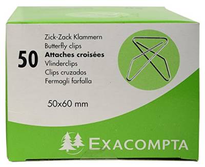 Exacompta 14766E 50er Pack ZickZack Büroklammern 50x60mm Eckklammern aus Aluminium in praktischer Aufbewahrungsbox von Exacompta