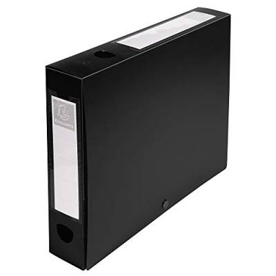 Exacompta 59631E Archivbox (mit Druckknopf, PP, Rücken 60mm, DIN A4) 1 Stück schwarz von Exacompta