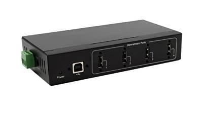 EX-11214HMVS 4 Port USB 2.0 Metall HUB Netzteil DIN-Rail-Kit Genesys Chipset von Exsys