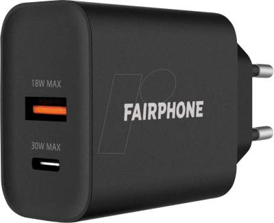 FAIR CHARGER EU - USB-Ladegerät, 30 W/18 W, dual, schwarz von FAIRPHONE