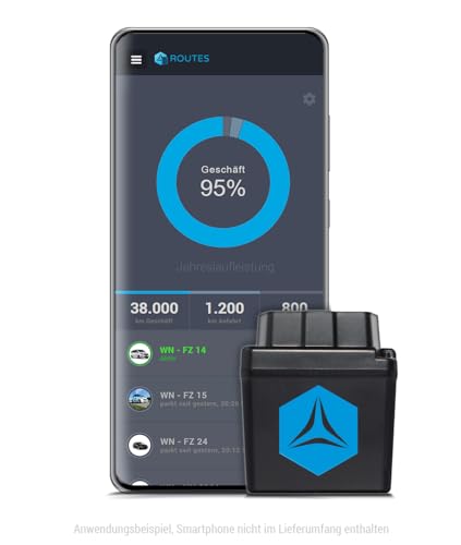 FLEETIZE Qualifiziertes Elektronisches Fahrtenbuch, Finanzamtkonform, OBD2 GPS Tracker mit EU SIM Karte, Fahrtenschreiber, inkl. 6 Monate Software-Lizenz, flottenfähig von FLEETIZE