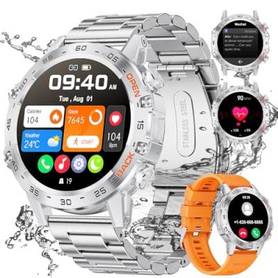 FOXBOX Smartwatch für Herren, Anruf annehmen/tätigen, 3,5 cm HD robuste Militär-Smartwatch für Android iOS, 400 mAh, Aktivitäts-Fitness-Tracker, 100+ Sport-Modi, IP67, wasserdicht, von FOXBOX