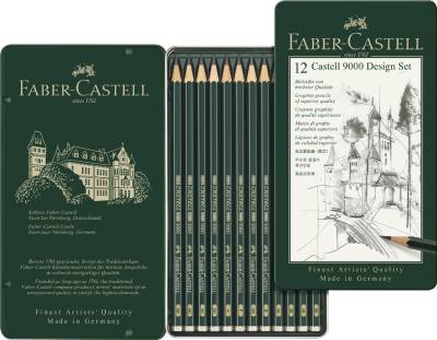 FABER-CASTELL Bleistift CASTELL 9000 Design, 12er Metalletui von Faber-Castell
