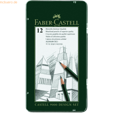 Faber Castell Bleistift Castell 9000 Härtegrade sortiert 12 Stück im M von Faber Castell