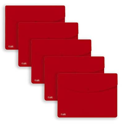 FAVORIT Briefumschläge mit Sprint-Knopf, A4, Polypropylen, matt, 5 Stück, rot, 400159214 von Favorit