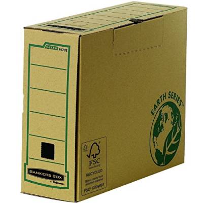 Bankers Box by Fellowes Earth Archiv-Ablagebox, A4, Einsteckdeckel zum Verschließen, aus Recycling- und FSC-zertifiziertem Papier, 20 Stück von Fellowes