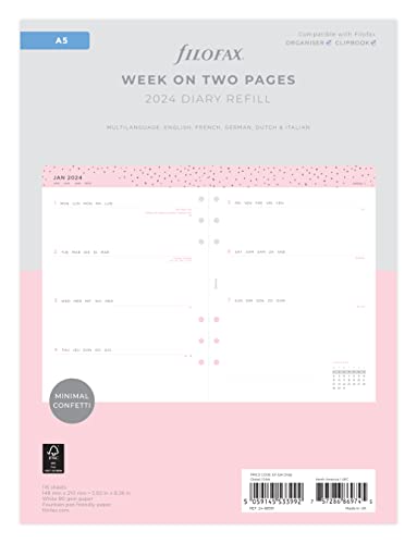 FILOFAX Kalendereinlage Confetti week to view Illustrated Diary Refill Pack FILOFAX Kalendereinlage A5 2024 von Filofax