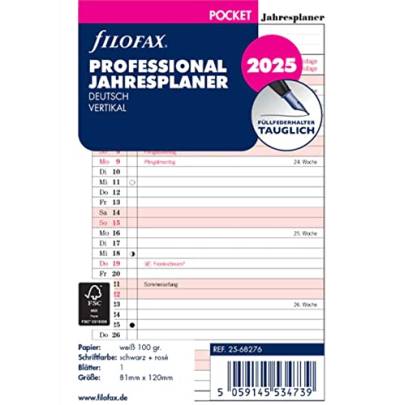 FILOFAX Kalendereinlage Pocket Professional Jahresplaner (Deutsch)2025 von Filofax