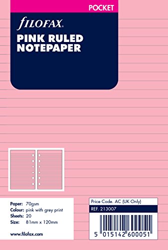 Filofax 213007 Pocket Notizpapier, liniert, rosa von Filofax