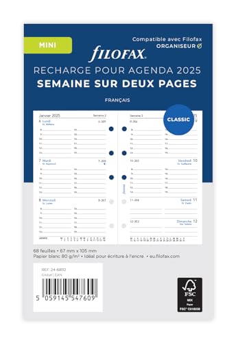 Filofax Mini 1 Woche auf 2 Seiten französisch 2025 von Filofax