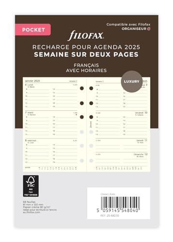 Filofax Pocket 1 Woche auf 2 Seiten cotton creme französisch 2025 von Filofax