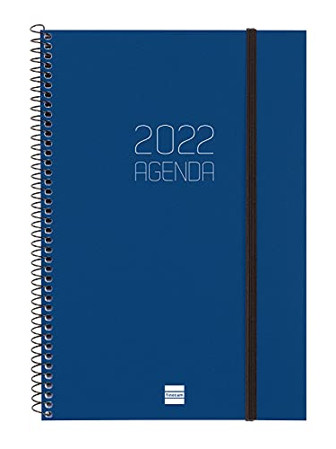 Finocam - Agenda 2022 vertikal, Wochenansicht von Januar 2022 bis Dezember 2022 (12 Monate) E11 - 165 x 242 mm, Spiralbindung, undurchsichtig, katalblau von Finocam