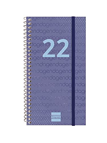 Finocam - Kalender 2022 Wochenansicht Landschaft Januar 2022 bis Dezember 2022 (12 Monate) E9 - 94 x 171 mm Spiralbindung Year blau Spanisch von Finocam