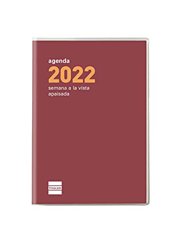Finocam - Kalender 2022 Wochenansicht Landschaft Januar 2022 bis Dezember 2022 (12 Monate) PL3 - 82 x 127 mm Flach Cocktail Bordeaux Spanisch von Finocam