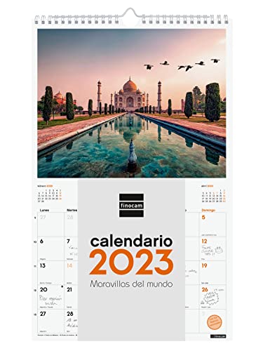 Finocam - Kalender 2023 Spirale Wandbilder zum Schreiben Januar 2023 - Dezember 2023 (12 Monate) Wunderblätter der spanischen Welt von Finocam