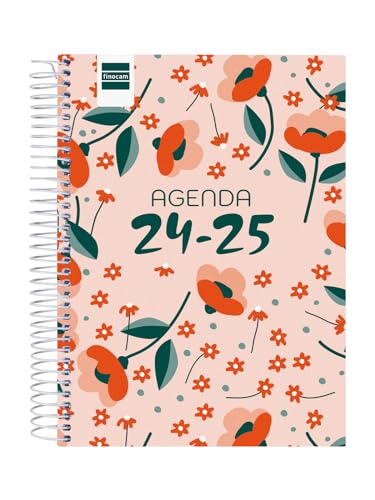 Finocam - Kalender Cool 2024 2025 1 Tag Seite September 2024 - Juni 2025 (Unterrichtskurs) + Juli und August Zusammenfassung Floral Spanisch von Finocam