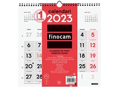 Finocam - Neutrale Wandkalender 2023 große Zahlen Januar 2023 - Dezember 2023 (12 Monate) Katalanisch von Finocam