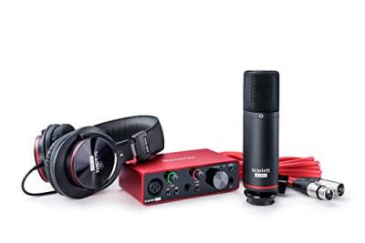 Focusrite Scarlett Solo Studio 3. Gen USB-Audio-Interface-Bundle für Gitarristen, Sänger und Produzenten mit Kondensatormikrofon und Kopfhörer für Aufnahmen, Kompositionen, Streaming und Podcasting von Focusrite
